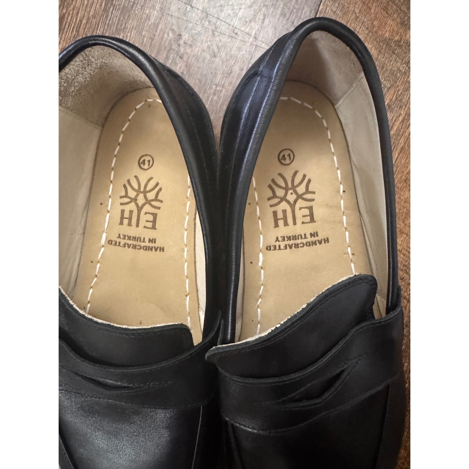 Earthing Harmony Turkish Leather Penny Loafers Men's Eu 41 Black Slip-On Shoes — image 3 of 6